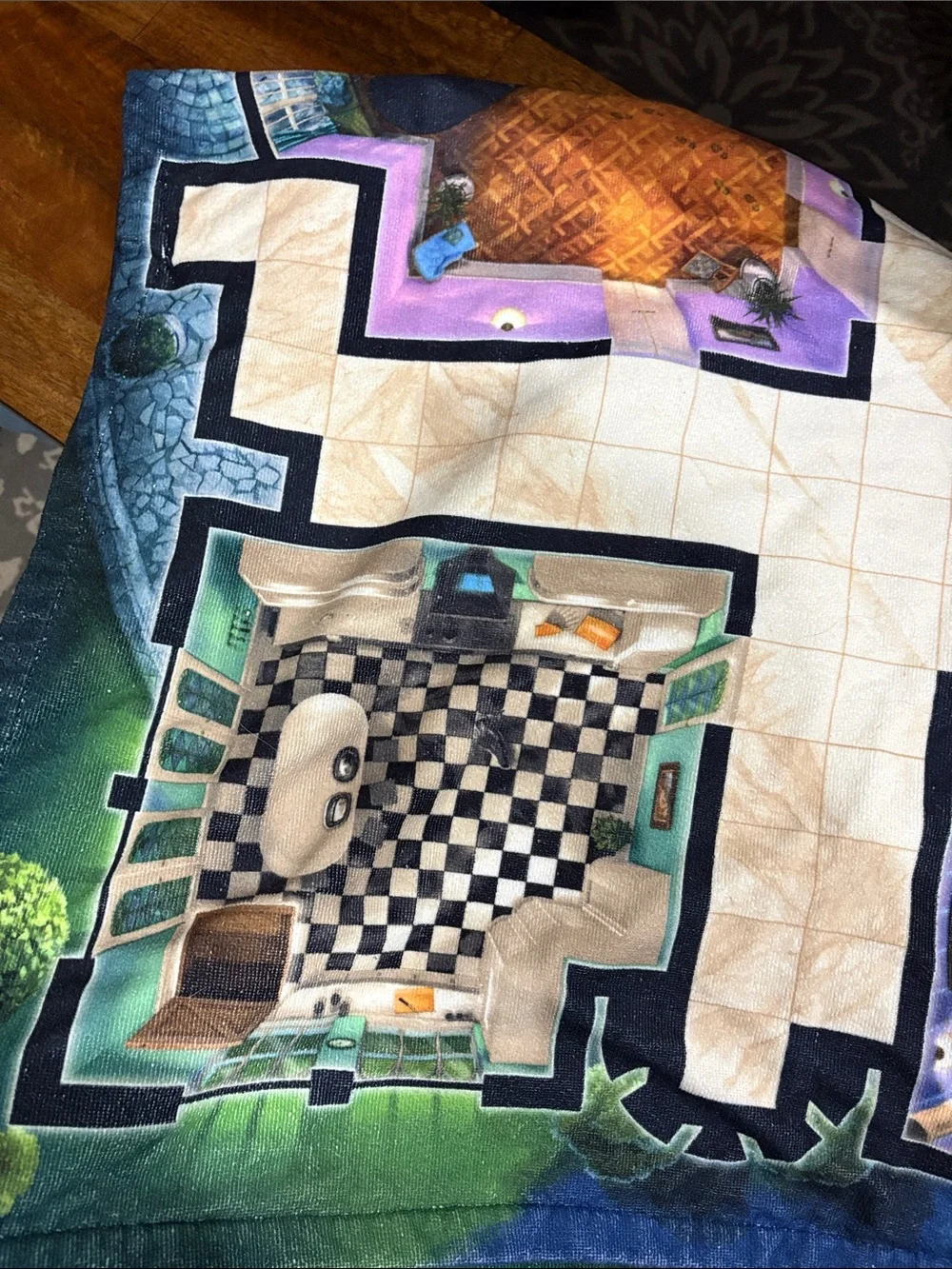 Clue Game Beach Towel Blanket. Like new! Approx.  56 in x 58 in